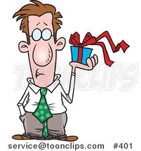 Cartoon Guy Holding a Gift Box by Toonaday
