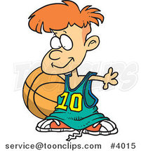 Cartoon Basketball Boy with a Big Ball by Toonaday