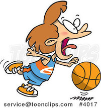 Cartoon Basketball Girl Dribbling by Toonaday