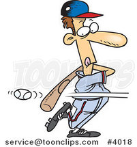 Cartoon Baseball Batter Striking out by Toonaday