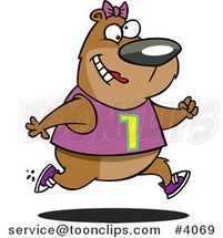 Cartoon Female Bear Jogging by Toonaday