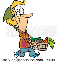 Cartoon Lady Carrying a Harvest Basket by Toonaday