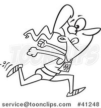 Cartoon Outlined Track and Field Lady Sprinting by Toonaday