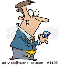 Cartoon Business Man Using a Smart Phone by Toonaday