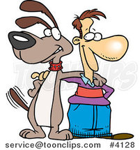 Cartoon Guy and Dog Standing Together by Toonaday