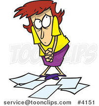 Cartoon Berated Business Woman Standing over Papers by Toonaday