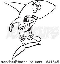 Cartoon Outlined Skinny Starving Shark by Toonaday