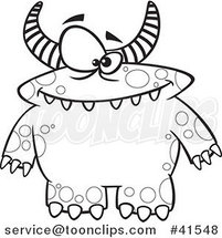 Cartoon Outlined Spotted and Horned Monster by Toonaday
