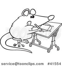 Cartoon Outlined Artist Possum Drawing by Toonaday