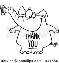 Cartoon Outlined Elephant with a Thank You Belly by Toonaday