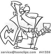 Cartoon Outlined Suave Halloween Dracula Vampire Drinking Blood by Toonaday