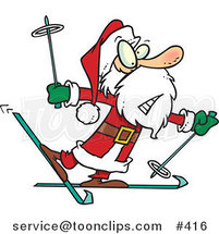 Cartoon Nervous Santa Skiing by Toonaday