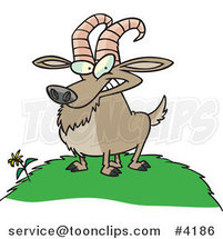 Cartoon Billy Goat on a Hill by Toonaday