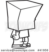 Cartoon Outlined Shamed Boy with a Bag on His Head by Toonaday