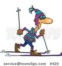 Cartoon Guy Cross Country Skiing by Toonaday