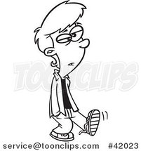 Cartoon Outlined Teenage Boy Walking with His Hands in His Pockets by Toonaday