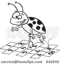 Cartoon Outlined Ladybug Jumping over Numbers by Toonaday