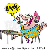 Cartoon Lady Shouting Bingo by Toonaday