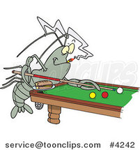 Cartoon Crawdad Leaning over a Billiards Table by Toonaday