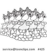 Cartoon Coloring Page Line Art of Six Geese a Laying by Toonaday