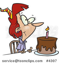 Cartoon Birthday Lady with a Cake by Toonaday