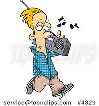 Cartoon Guy Carrying a Boom Box by Toonaday