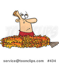 Cartoon Guy Crying in a Pile of Autumn Leaves by Toonaday