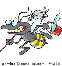 Cartoon Busy Janitorial Bee by Toonaday