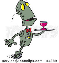 Cartoon Butler Robot Serving Wine by Toonaday