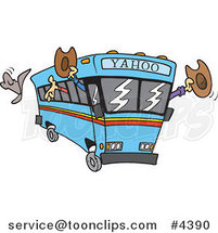 Cartoon Yahoo Bus Loaded with Cowboys by Toonaday