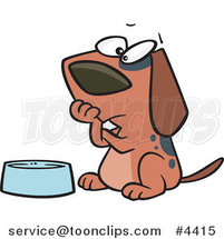 Cartoon Hungry Dog Watching His Bowl by Toonaday