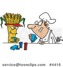 Cartoon Baker Playing Poker with Wheat by Toonaday