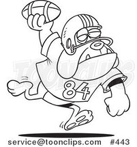 Cartoon Coloring Page Line Art of a Football Bulldog Throwing the Ball by Toonaday