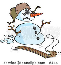Cartoon Sledding Snowman by Toonaday