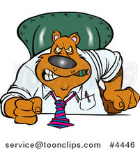 Cartoon Intimidating Business Bear Pounding His Desk by Toonaday