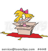 Cartoon Girl Popping out of a Gift Box by Toonaday