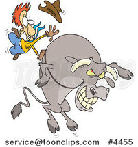 Cartoon Cowboy Riding a Giant Bull by Toonaday