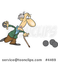 Cartoon Old Guy Playing Bowls by Toonaday