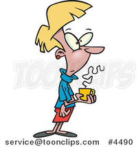 Cartoon Lady Holding Coffee on Her Break by Toonaday