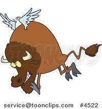 Cartoon Buffalo with Wings by Toonaday