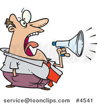 Cartoon Business Man Screaming Through a Bullhorn by Toonaday