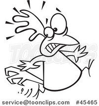 Outlined Scared Cartoon Chicken Running by Toonaday