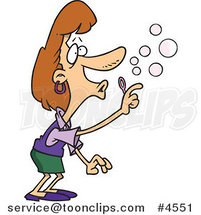 Cartoon Lady Using a Bubble Maker by Toonaday