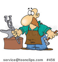 Cartoon Farrier Working on a Horseshoe by Toonaday