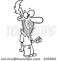 Cartoon Black and White Guy Holding a Razor, with Stubble on His Face by Toonaday
