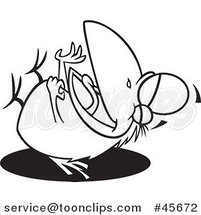 Cartoon Black and White Crow Laughing on the Floor by Toonaday