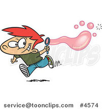 Cartoon Boy Using a Bubble Maker by Toonaday