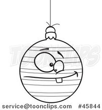 Black and White Cartoon Striped Goofy Christmas Bauble by Toonaday