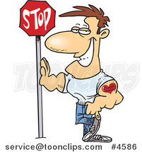 Cartoon Buff Guy Leaning Against a Stop Sign by Toonaday