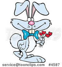 Cartoon Romantic Rabbit Holding Flowers by Toonaday